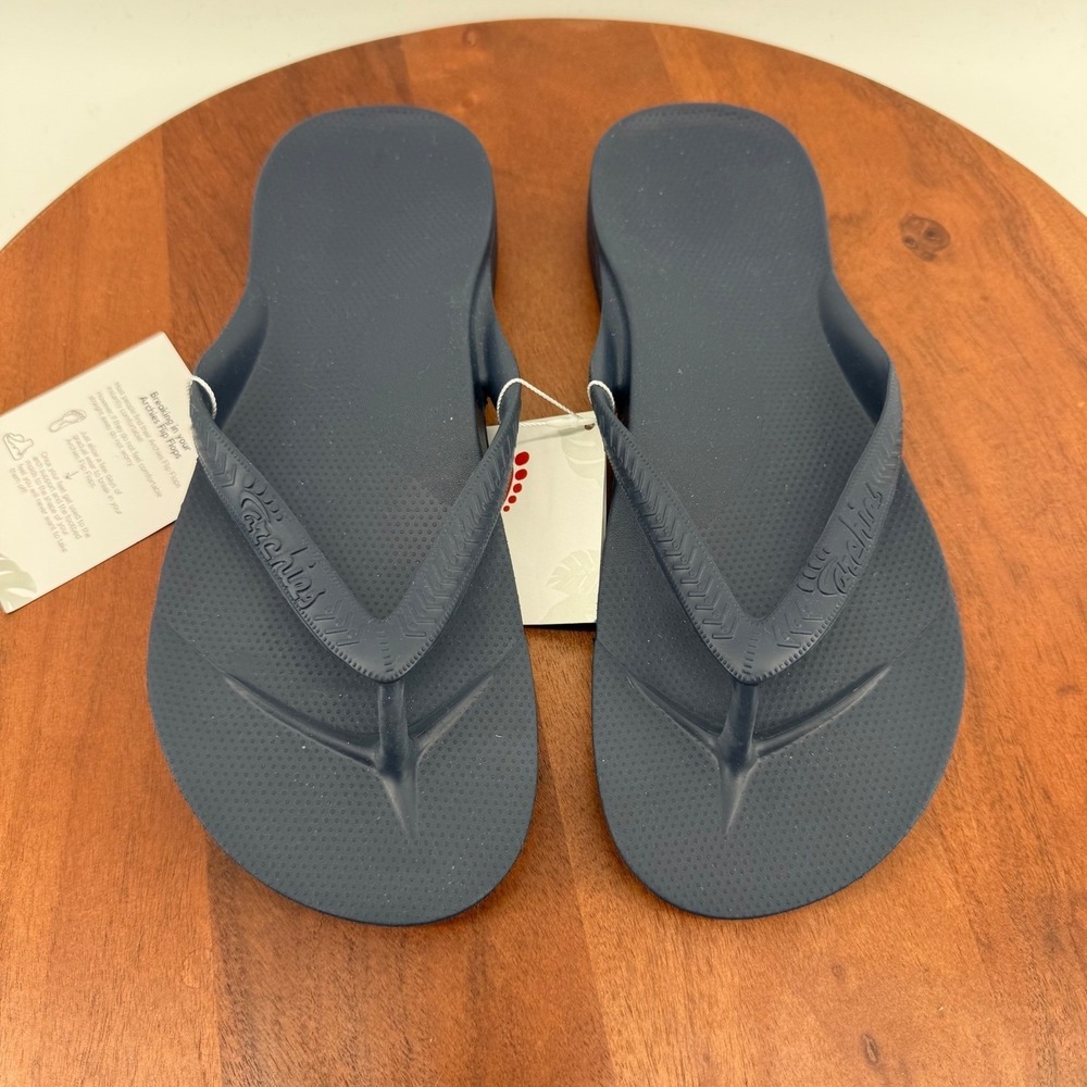 Archies Arch Support Flip Flops Navy Blue Mens 8 Womens 9 Orthopedic Sandals NEW